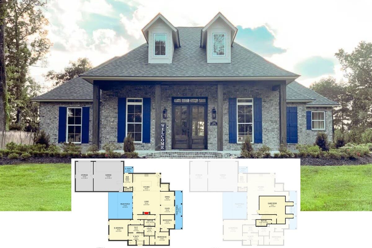 French Country-Style 3-Bedroom Home with Front Porch and Open-Concept Living (Floor Plan)