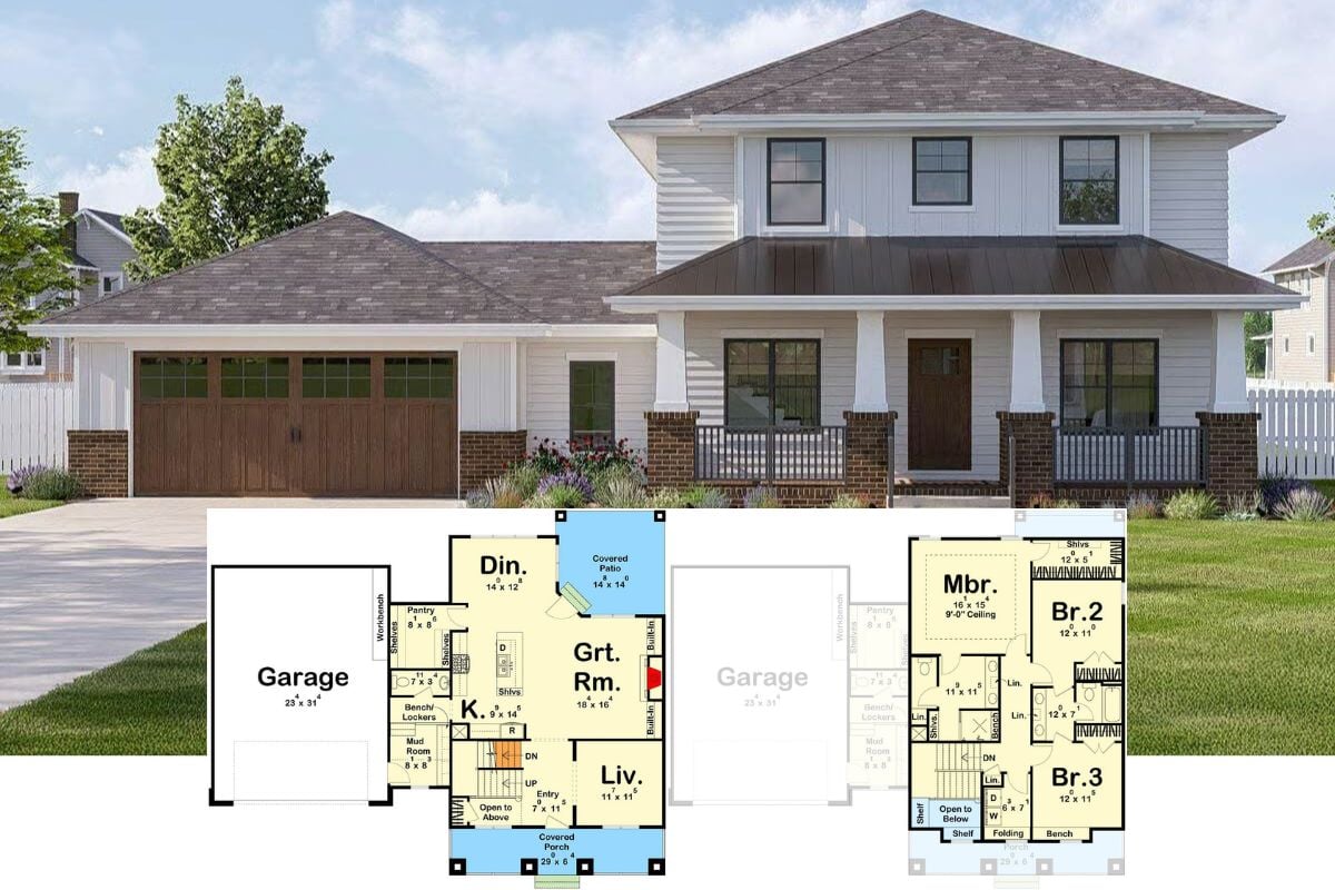Modern 3-Bedroom Northwest-Style Home with Double Garage and Jack & Jill Bath (Floor Plan)