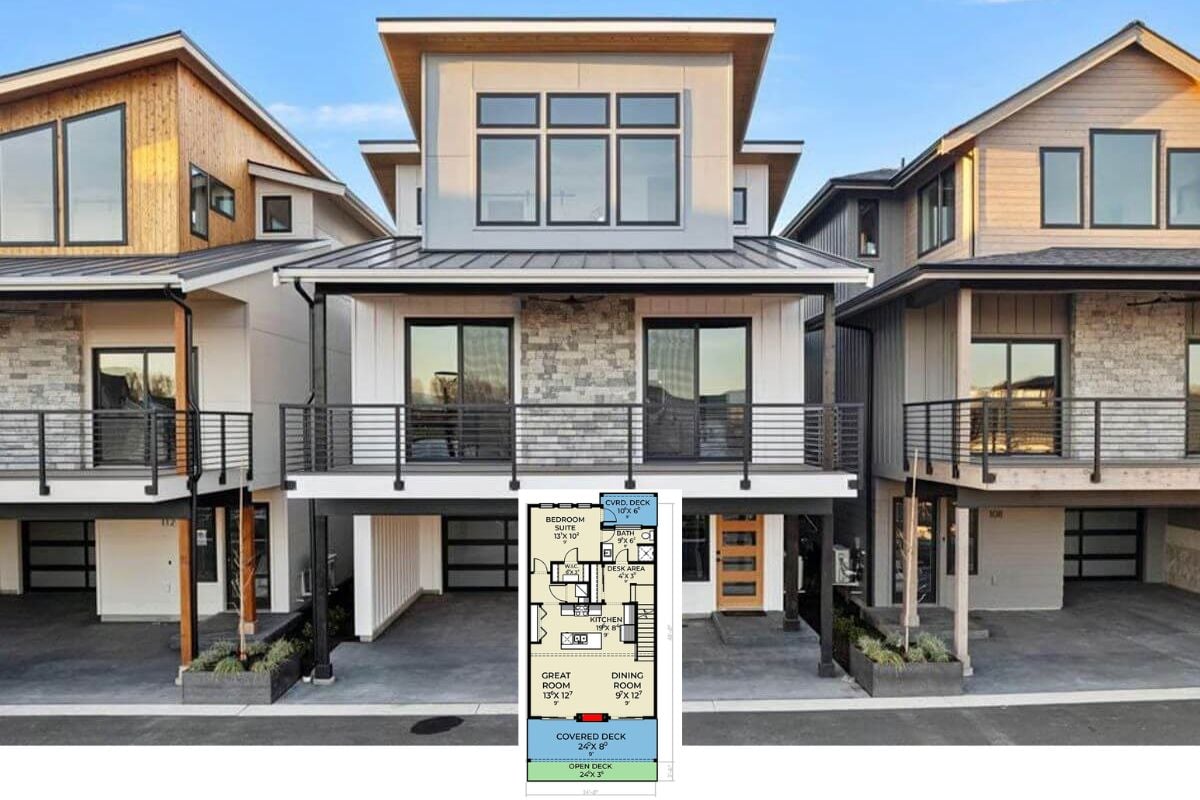 Modern-Style 3-Bedroom Urban Home with Dual Decks and a Narrow Footprint (Floor Plan)