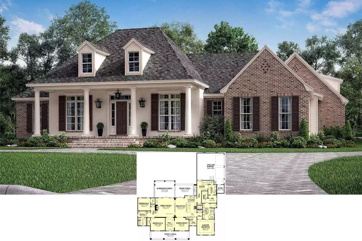 Southern-Style 3-Bedroom Oakville Home with Bonus Room and Open-Concept Living (Floor Plan)