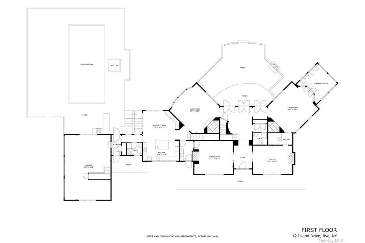Explore the Expansive First Floor Layout with a Library and Wet Bar