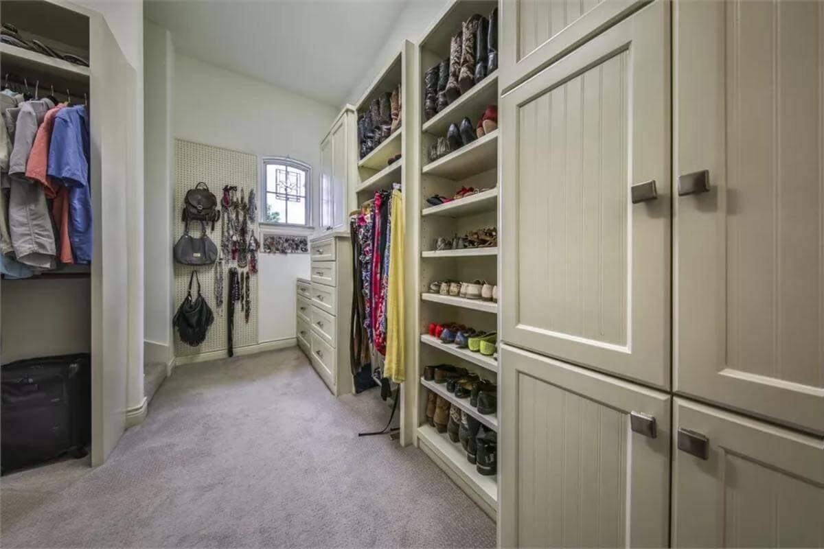 Organized Walk-In Closet with Thoughtful Shoe Storage