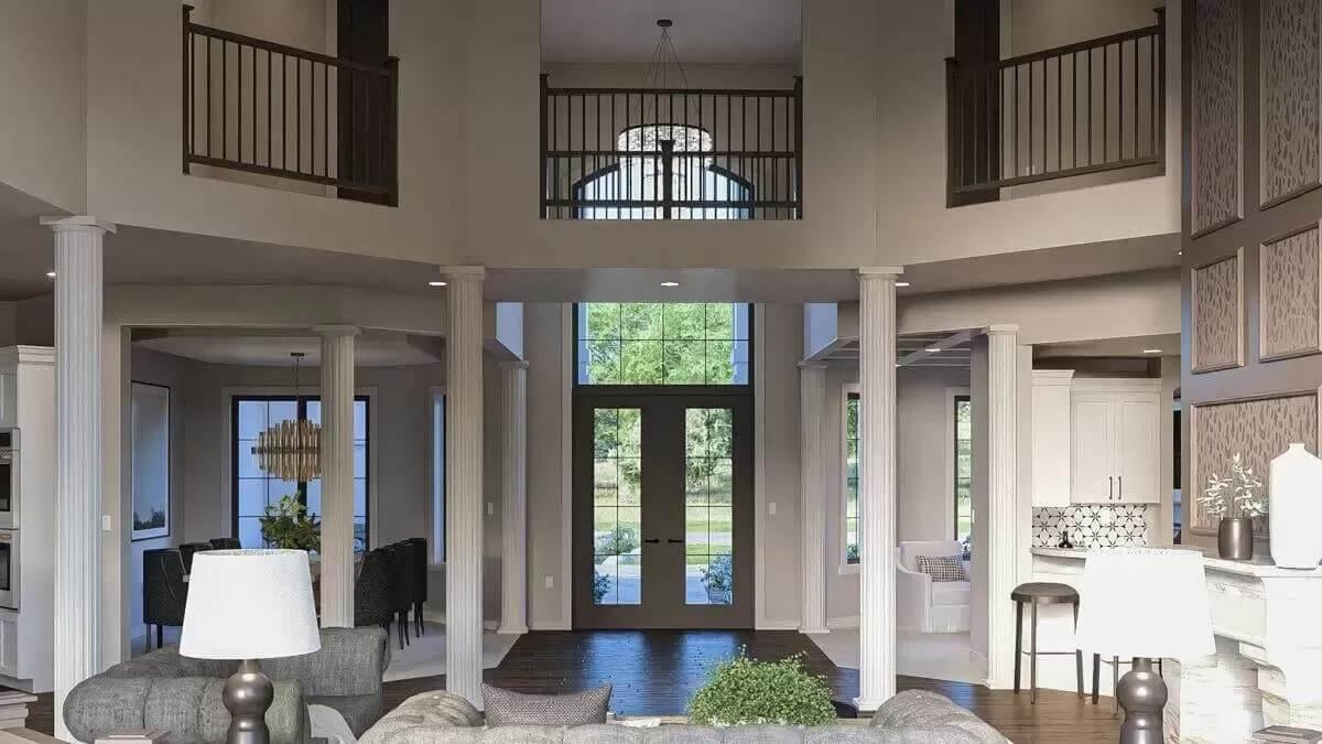 Step Inside This Grand Foyer with Lofted Views