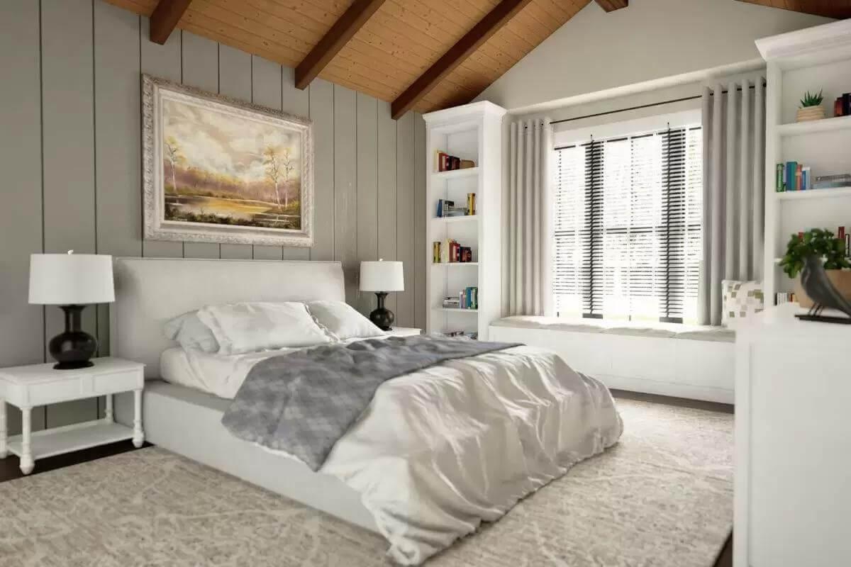 Take a Look at the Cozy Reading Nook in This Tranquil Bedroom