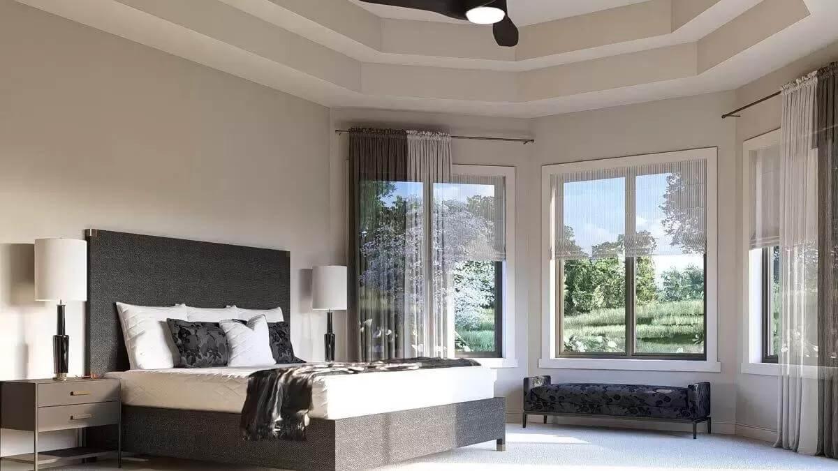 Take a Look at the Tray Ceiling in This Elegant Bedroom