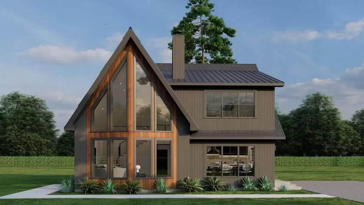 Modern A-Frame with Striking Glass Front and Wooden Accents