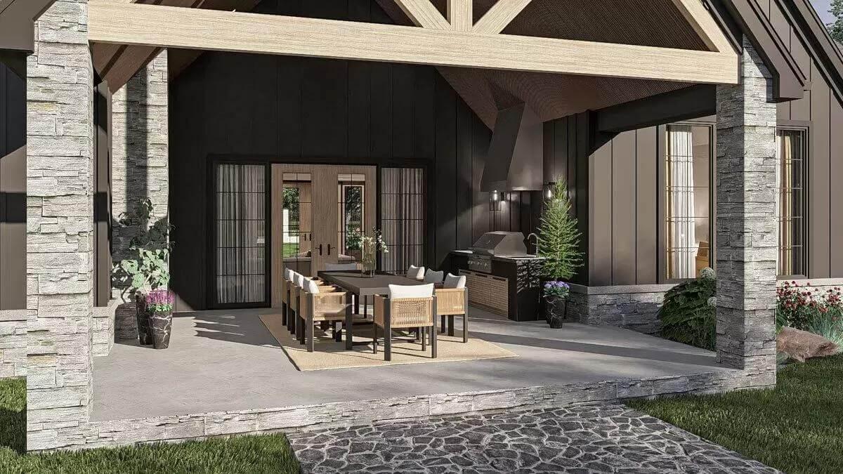 Outdoor Haven with Stone Detailing and Built-In Grill
