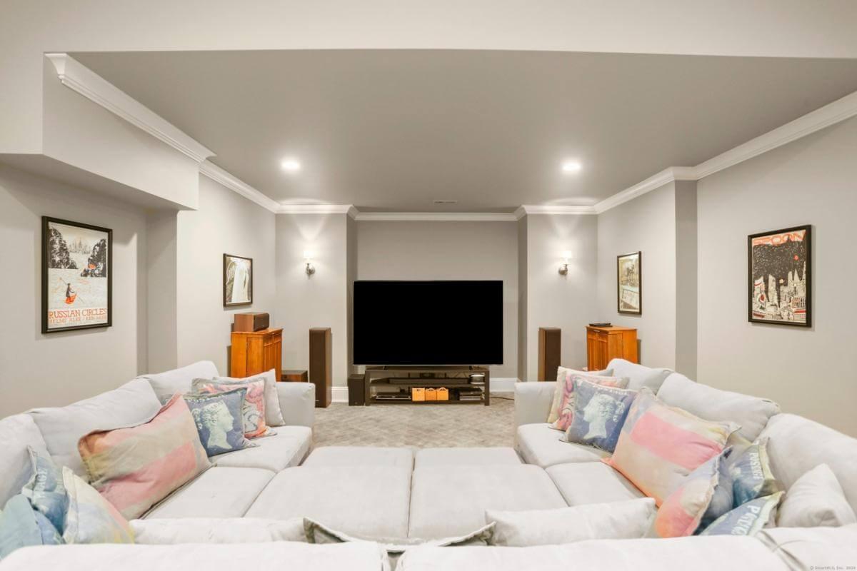 Cozy Craftsman Media Room for Film Nights