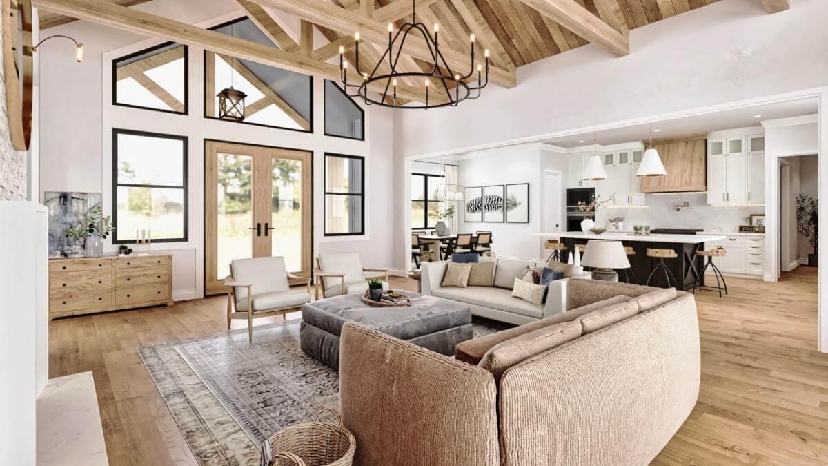 Wow, Look at Those Striking Wooden Beams in This Craftsman Living Space