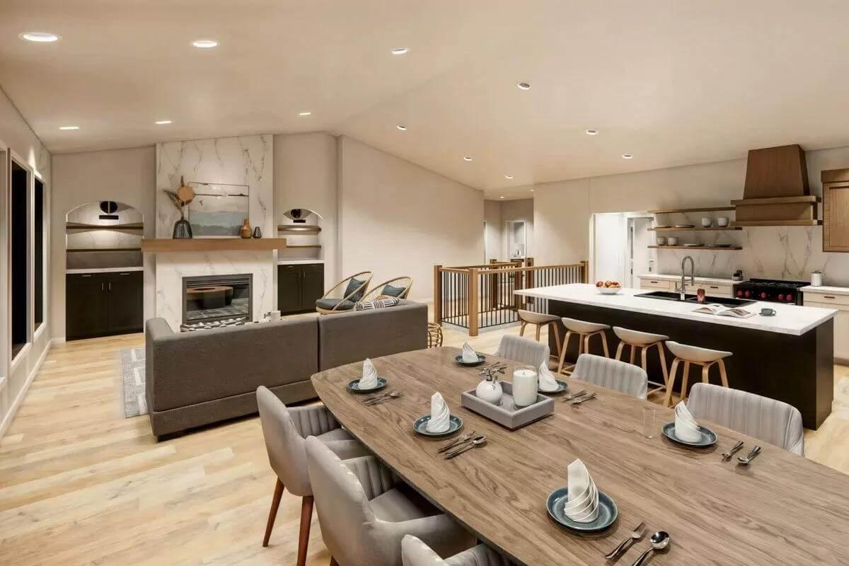 Open-Concept Living at Its Best: Check Out the Marble Fireplace