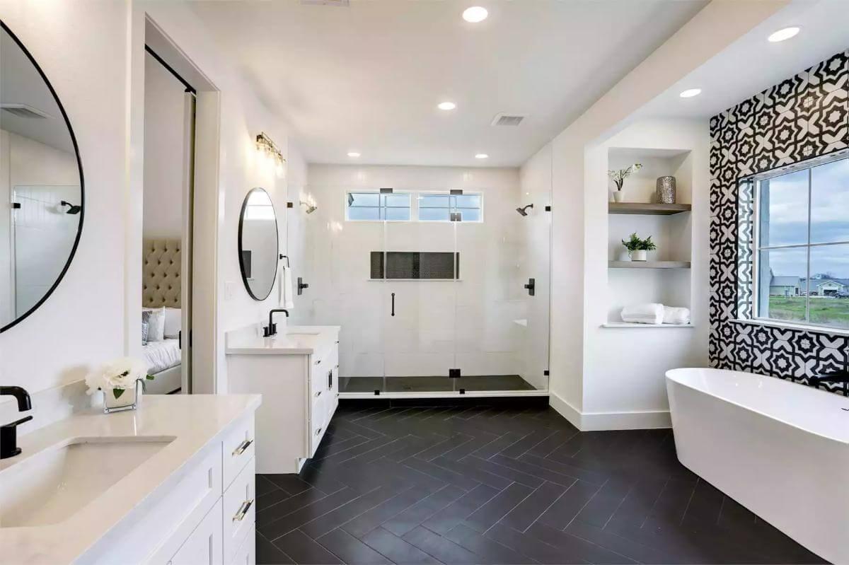 Notice the Bold Tile Accent in This Modern Bathroom