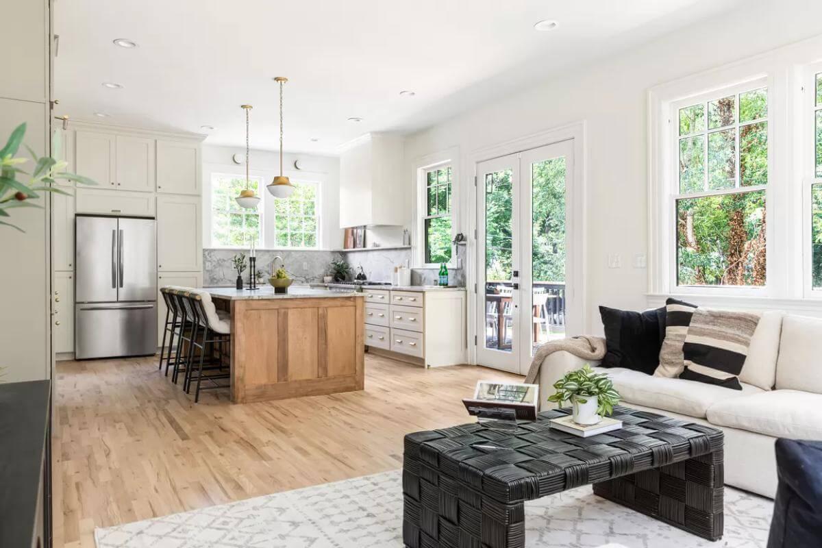 Wow, Look at the Natural Light in This Craftsman Kitchen and Living Space