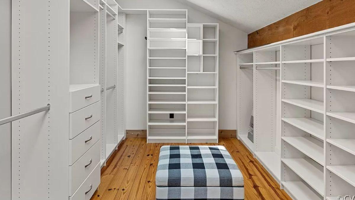Wow, Look at the Crisp White Shelving in This Stylish Walk-In Closet