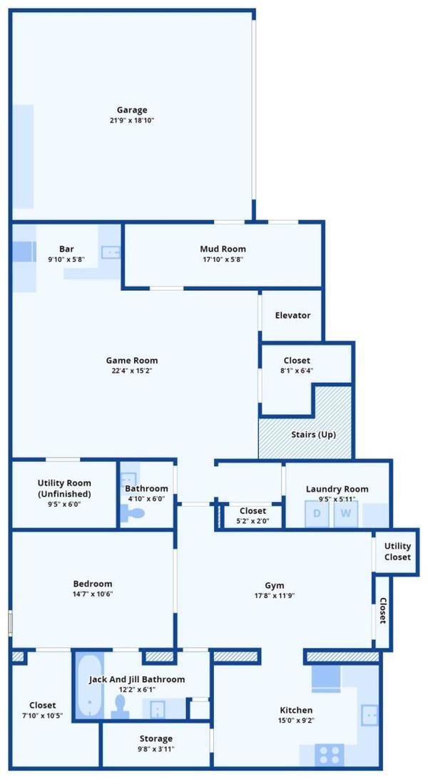 Lower Level Layout with Game Room and Convenient Elevator Access