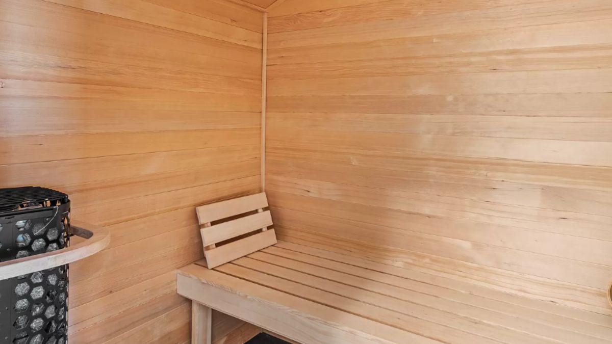 Take a Look Inside This Cozy Sauna with Natural Wood Interiors