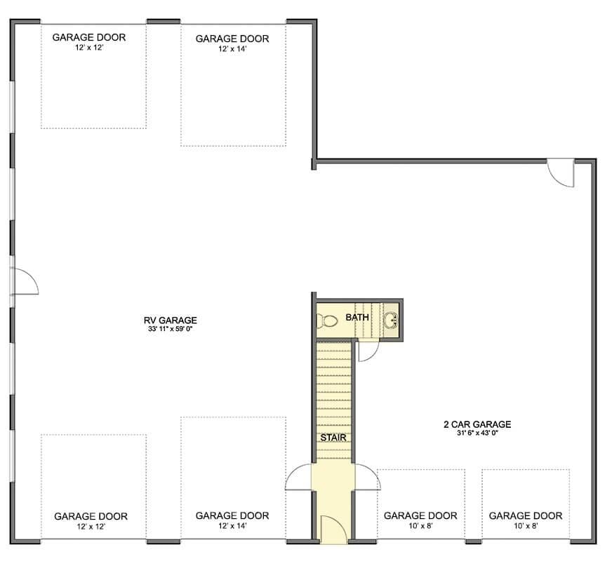 Explore the Multifunctional Layout of This Expansive Garage Floor Plan