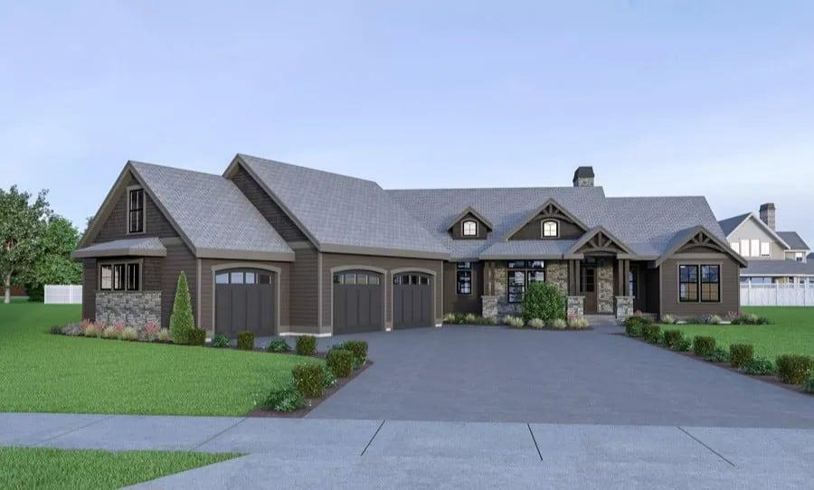 Spacious Ranch-Style Home with Stone Accents and Triple Garage