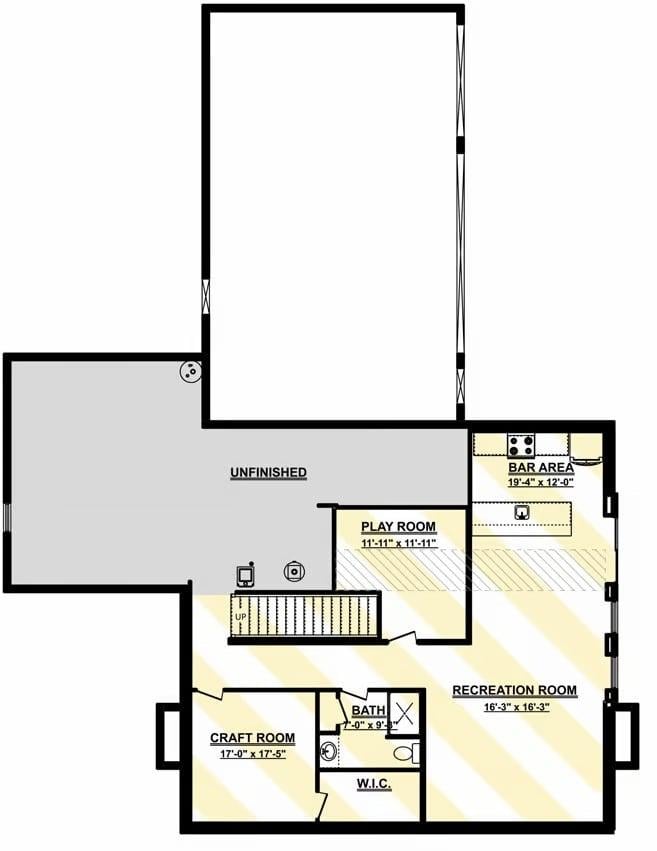 Explore a Versatile Basement with a Spacious Craft Room