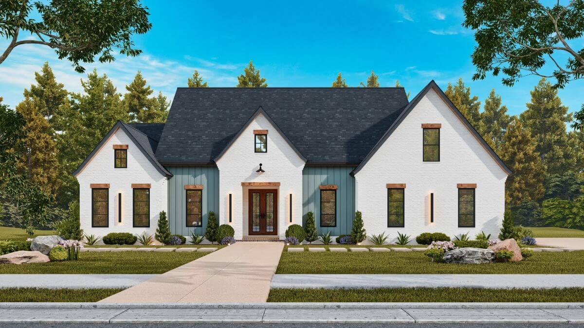 Charming Exterior with Gable Roof and Symmetrical Design
