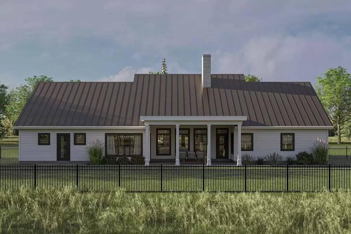 Classic Farmhouse Rear View with a Peaceful Porch Retreat