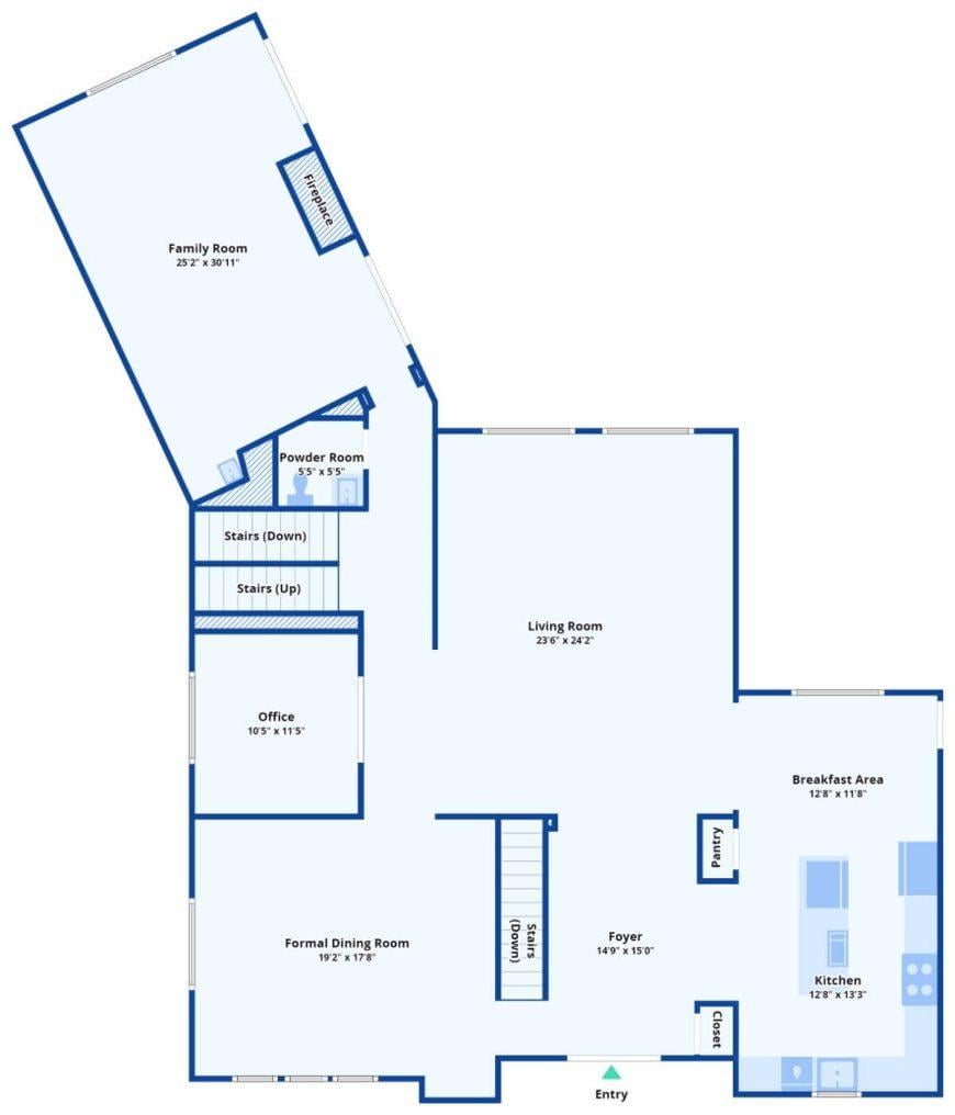 Spacious Main Floor with a Cozy Family Room and Convenient Layout