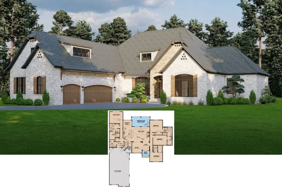 4-Bedroom Brick and Stone Home with Jack & Jill Bath and Optional Bonus Room (Floor Plan)