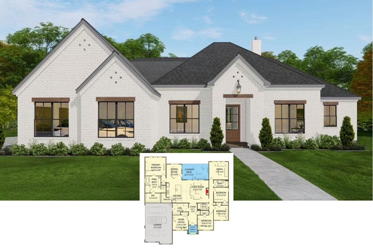 4-Bedroom Transitional Home with Covered Patio and Open-Concept Living (Floor Plan)