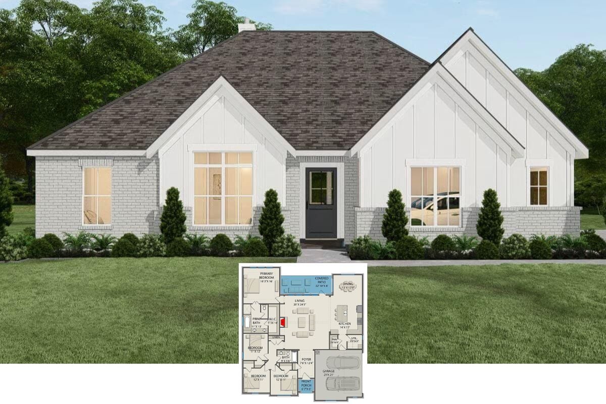 4-Bedroom Transitional Home with Open Living Space and Covered Patio (Floor Plan)