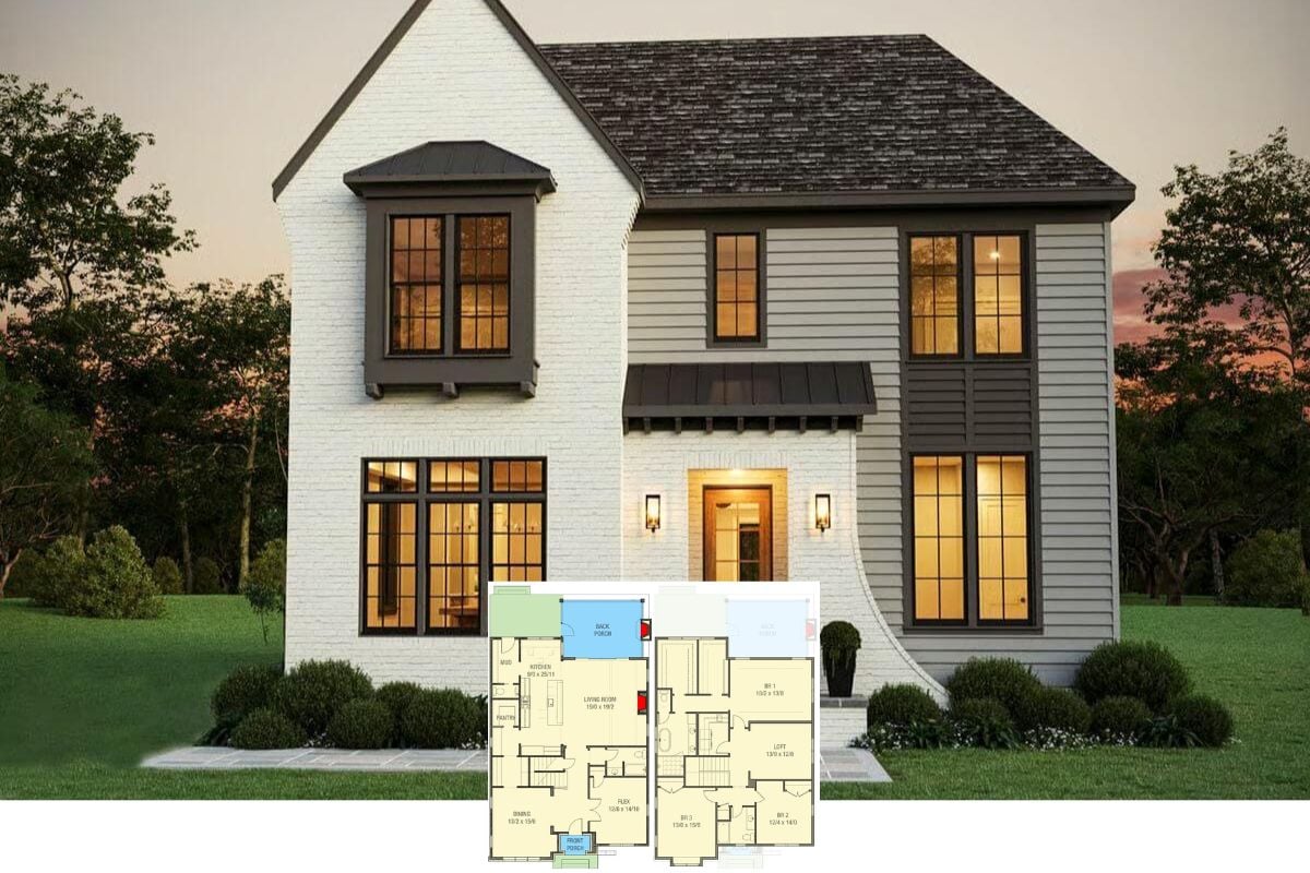 Transitional-Style 4-Bedroom Home with Loft and Flex Room (Floor Plan)