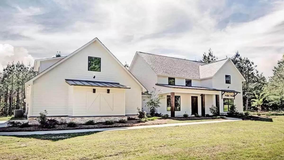 Modern Farmhouse with Distinctive Dormers and Barn-Style Doors