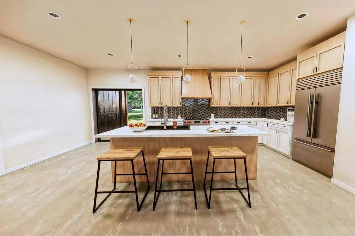 Take a Look at the Chevron Backsplash in This Sleek Kitchen Design