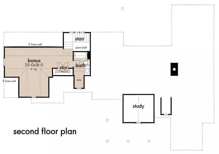 Explore the Versatile Bonus Room on This Second Floor Plan