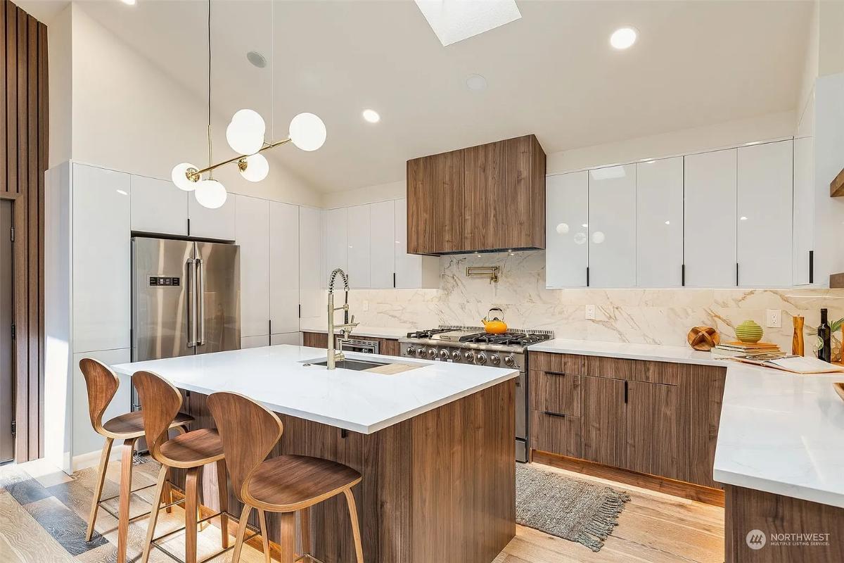 Wow, Look at the Marble Backsplash in This Modern Craftsman Kitchen