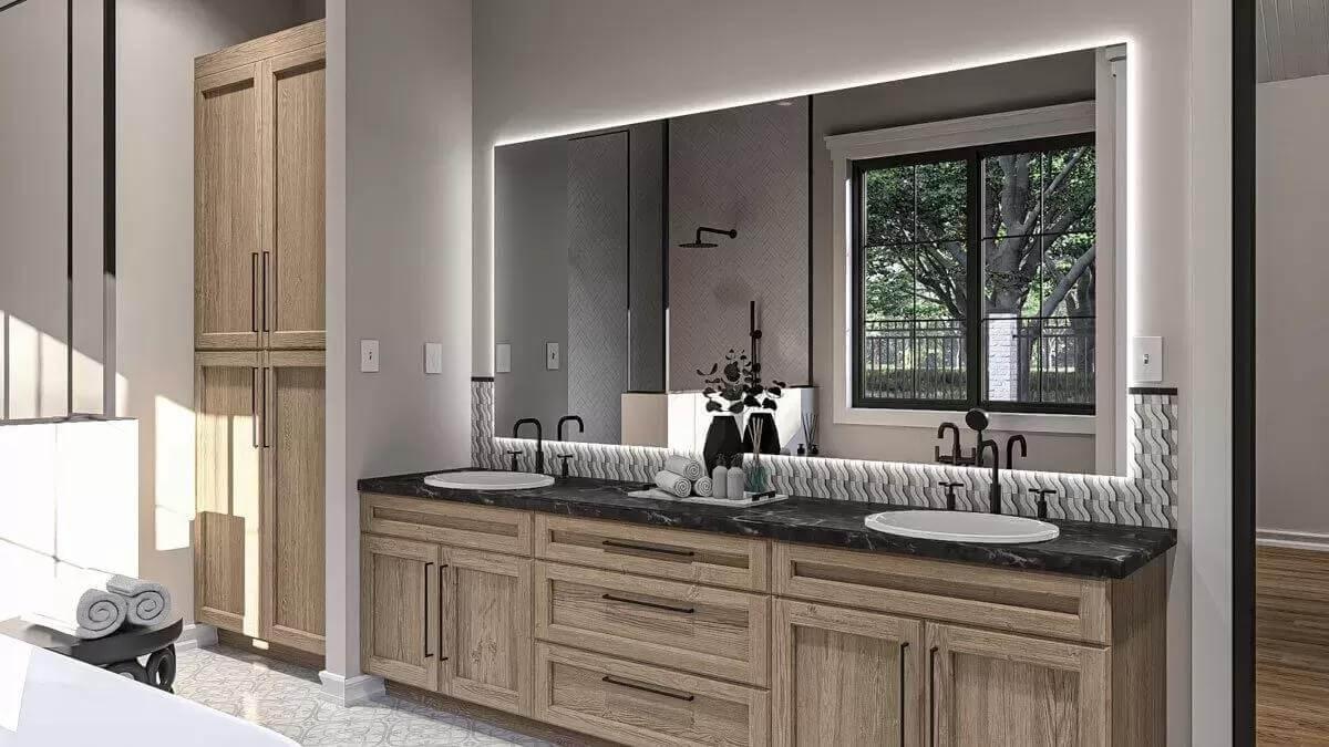 Explore the Dual Vanity and Chic Backlit Mirror