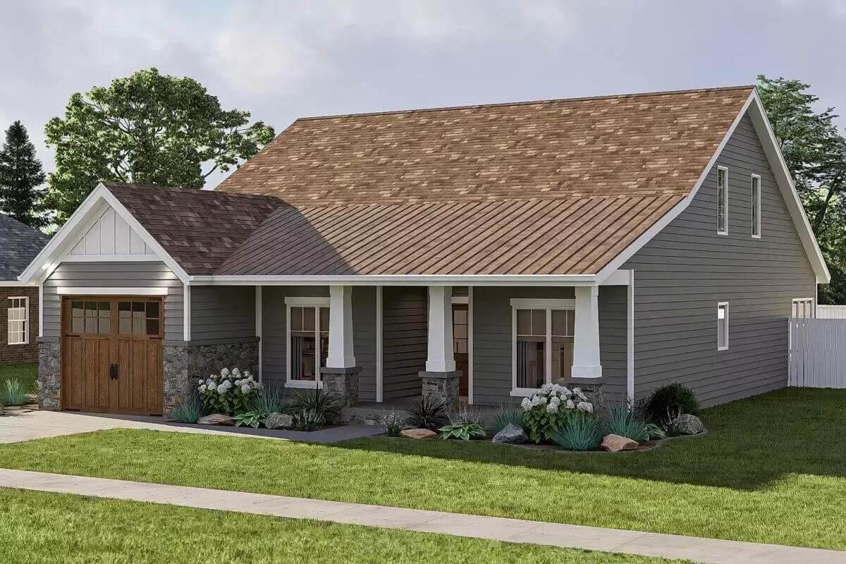 Classic Craftsman Facade with Warm Wooden Accents