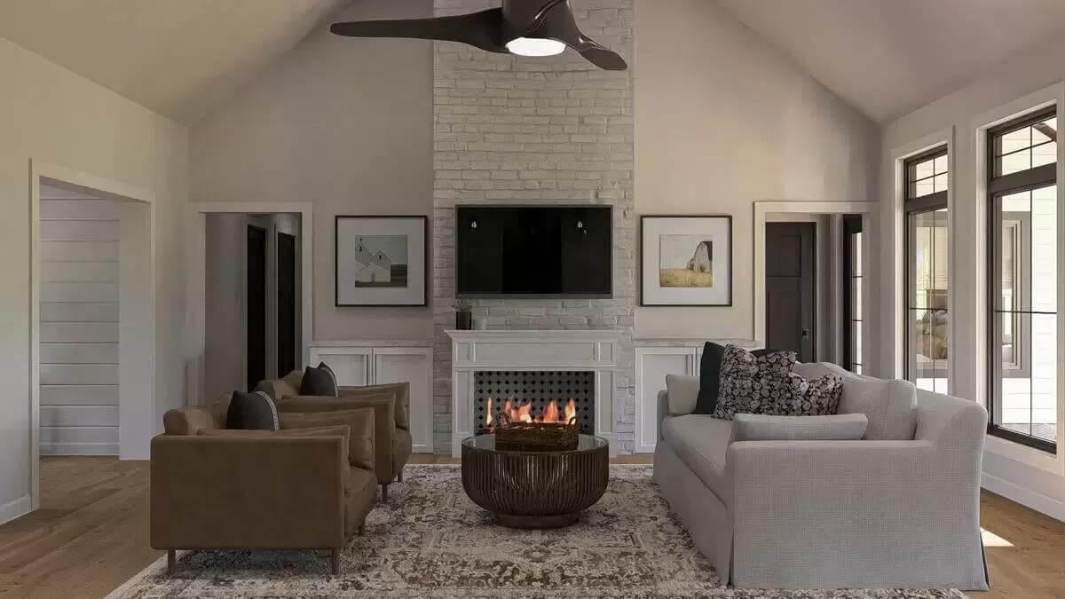 Gather by the Fireplace in This Farmhouse Living Room