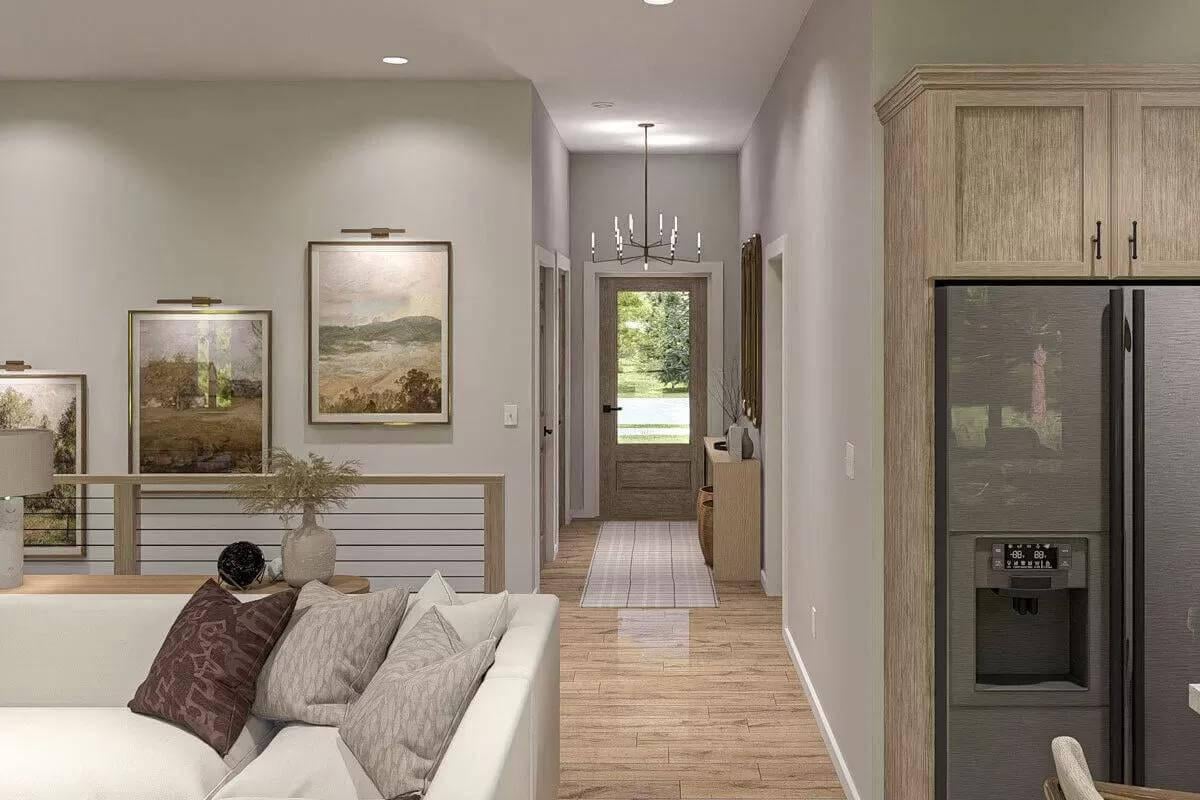Warm Entryway with Thoughtful Artwork Placement