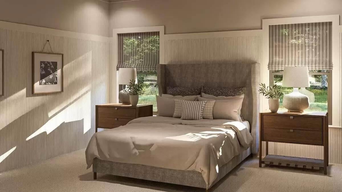 Serene Bedroom Sanctuary with a Textured Headboard