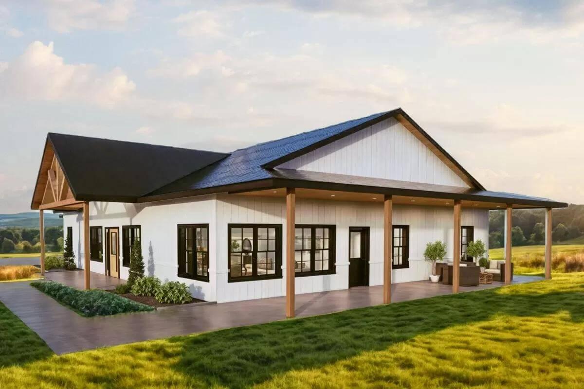 Check Out the Modern Farmhouse with Its Wide Overhangs