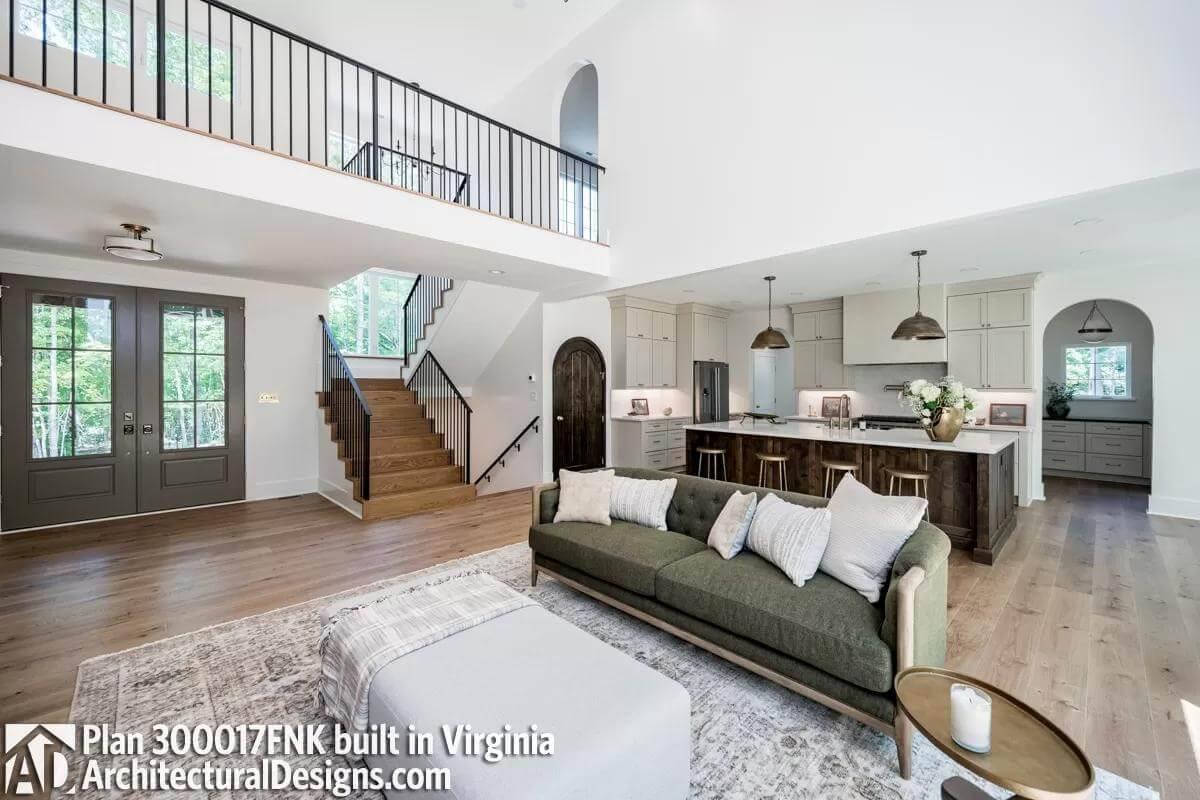 Wow, Check Out the Open Staircase Framing This Modern Craftsman Interior