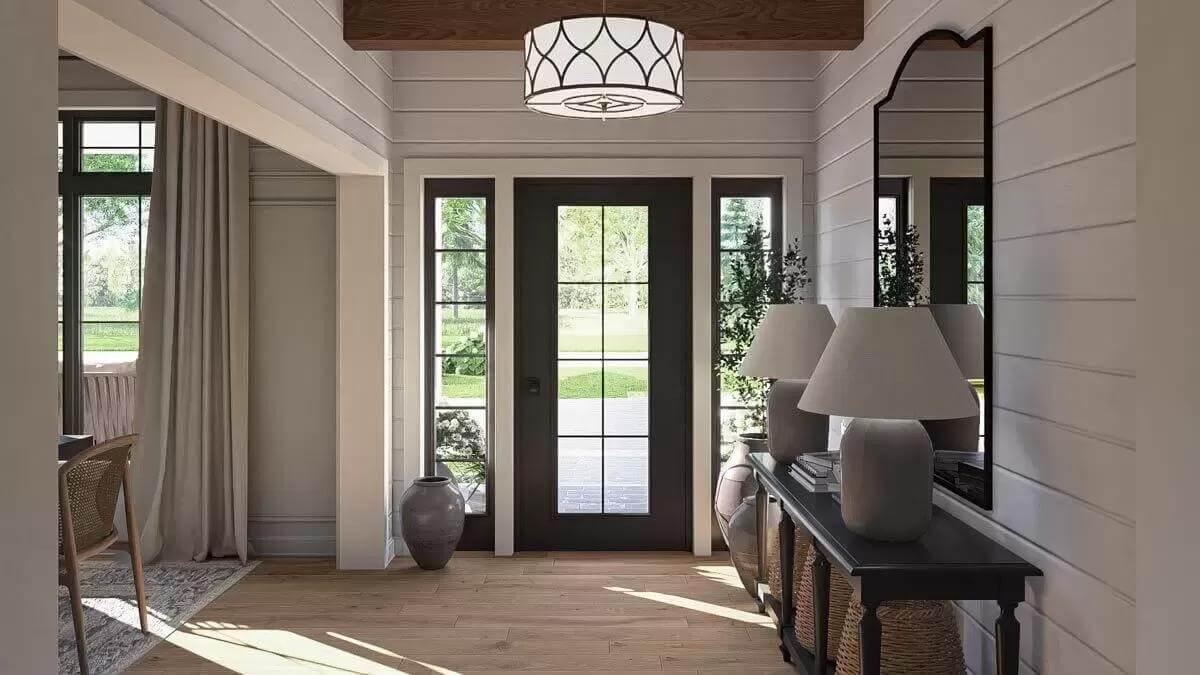 Step into This Farmhouse Entryway with Stylish Black Accents