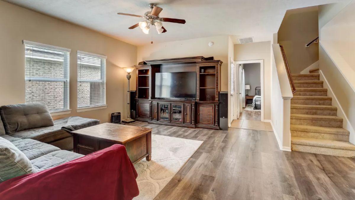Relaxed Family Room with a Commanding Media Center