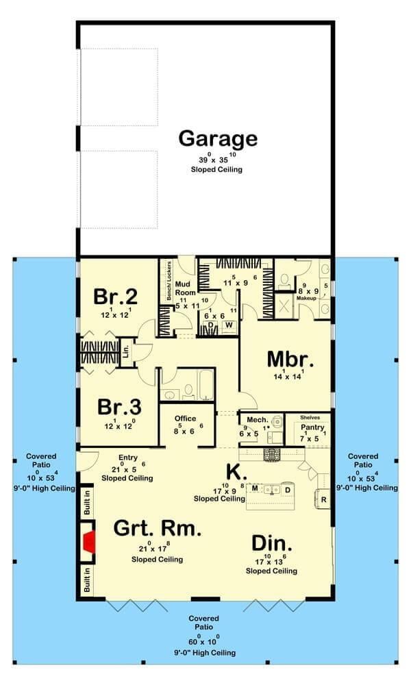 Spacious Great Room Layout with Three Bedrooms and Office Nook