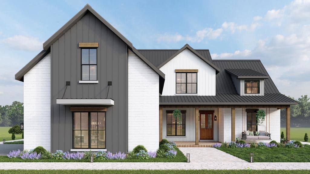 Modern Farmhouse with Striking Contrasting Facade
