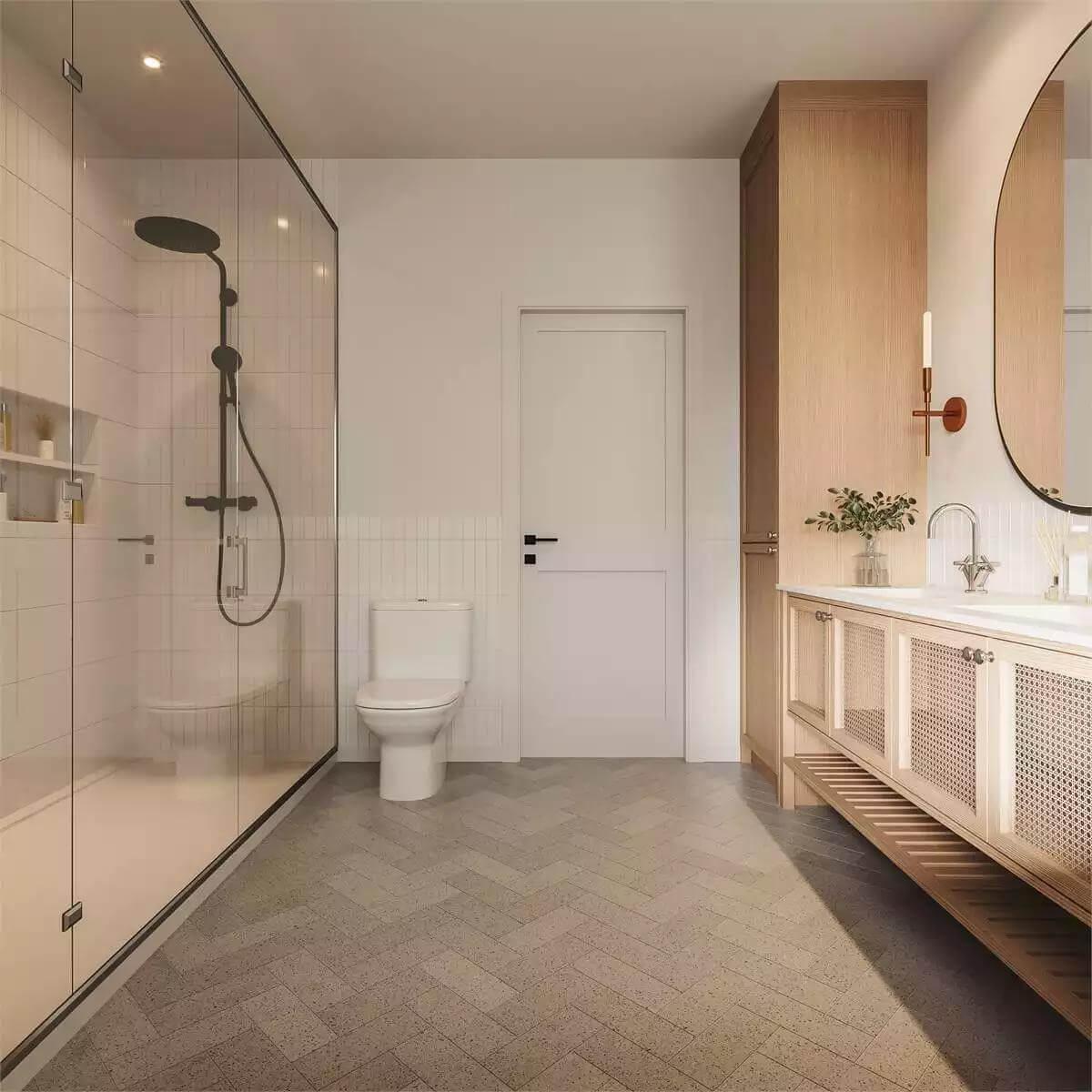 Timeless Bathroom with a Spacious Glass-Enclosed Shower