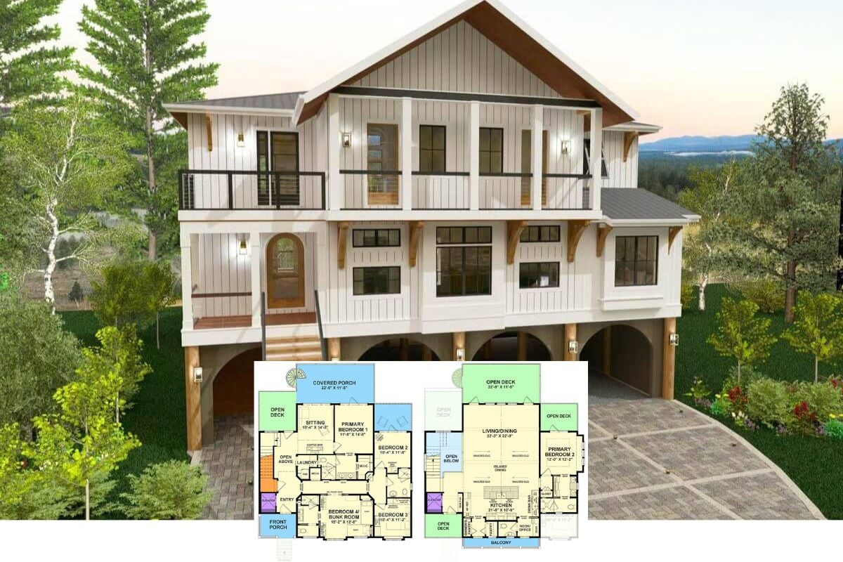 Coastal-Style 5-Bedroom Contemporary Home with Elevator and Wet Bar (Floor Plan)
