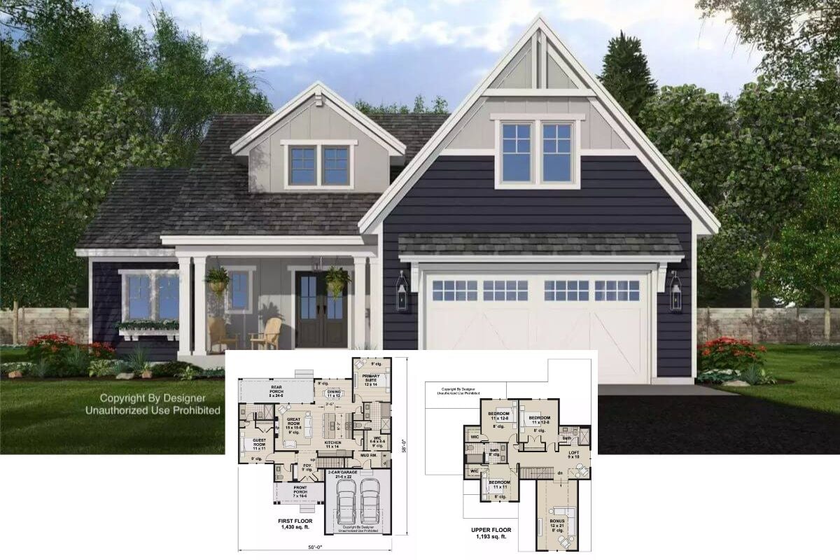 5-Bedroom Laurier Craftsman Farmhouse with Bonus Room and Jack & Jill Bath (Floor Plan)