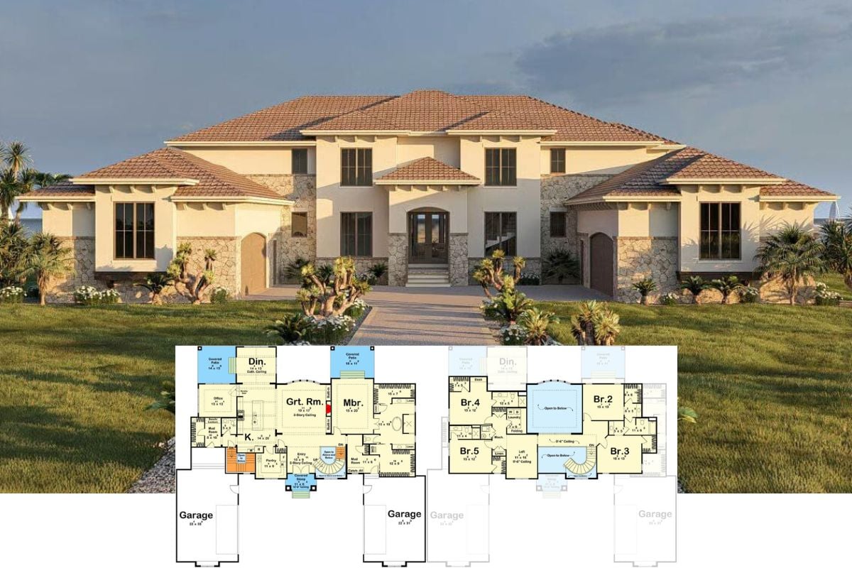 5-Bedroom Mediterranean-Style Home with Balcony and Loft (Floor Plan)