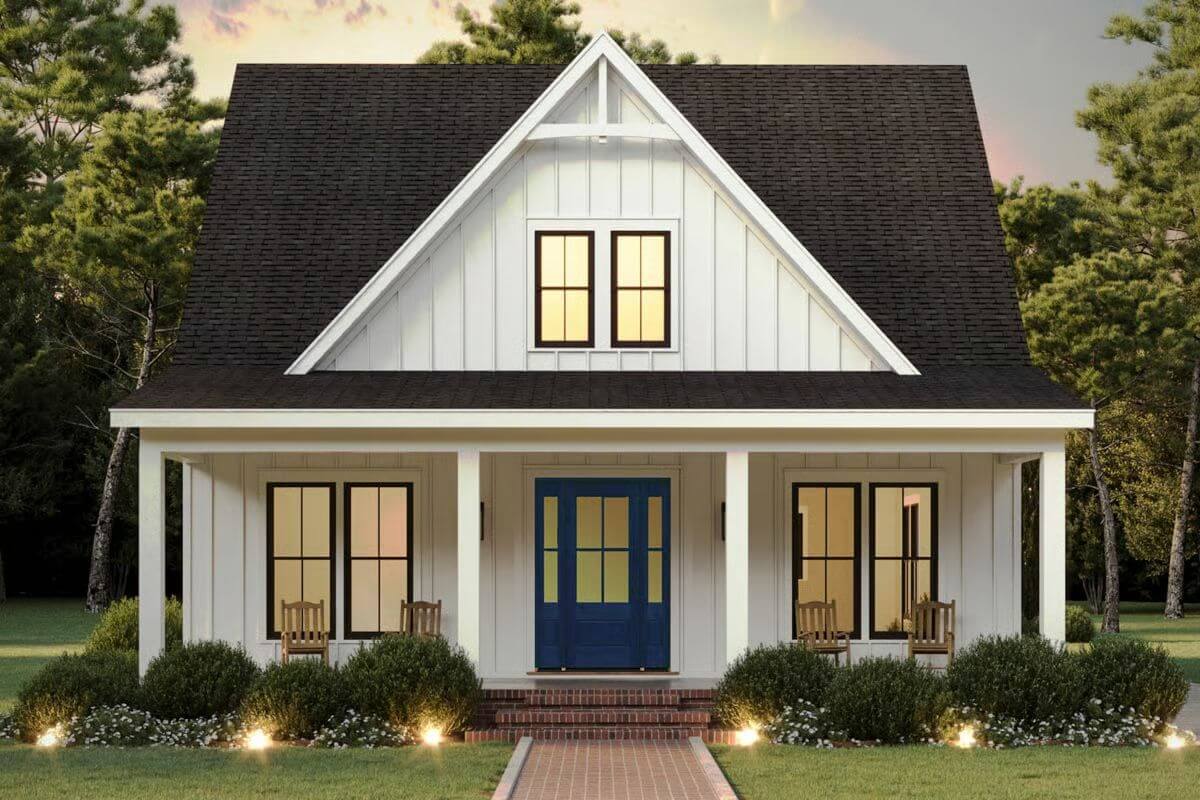 5-Bedroom Modern Farmhouse with Entry Porch and Loft (Floor Plan)