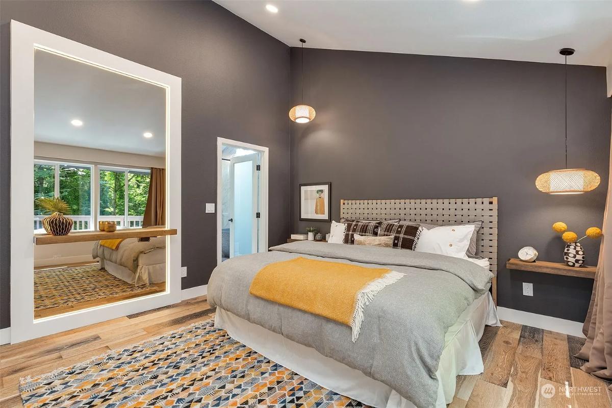 See How This Room Uses Bold Wall Colors and Large Mirror for Style and Light